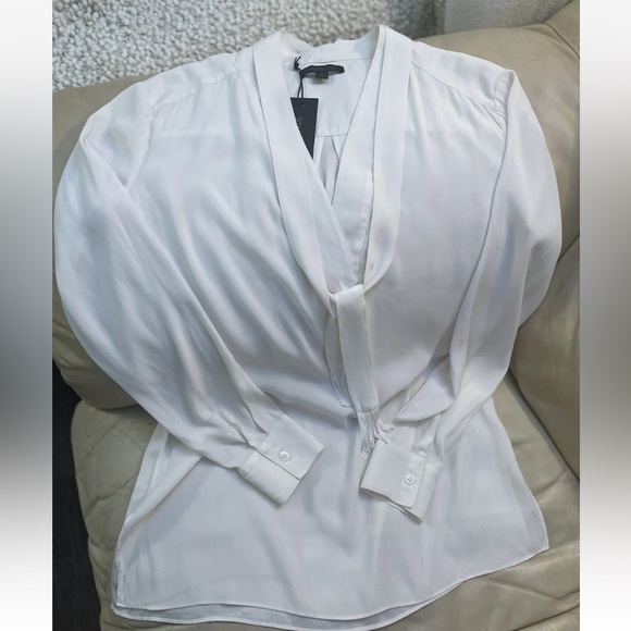 Rachel Zoe SILK Elegant Removable tie,Long Sleeve Cream /White Blouse  $325 S M - Picture 10 of 10